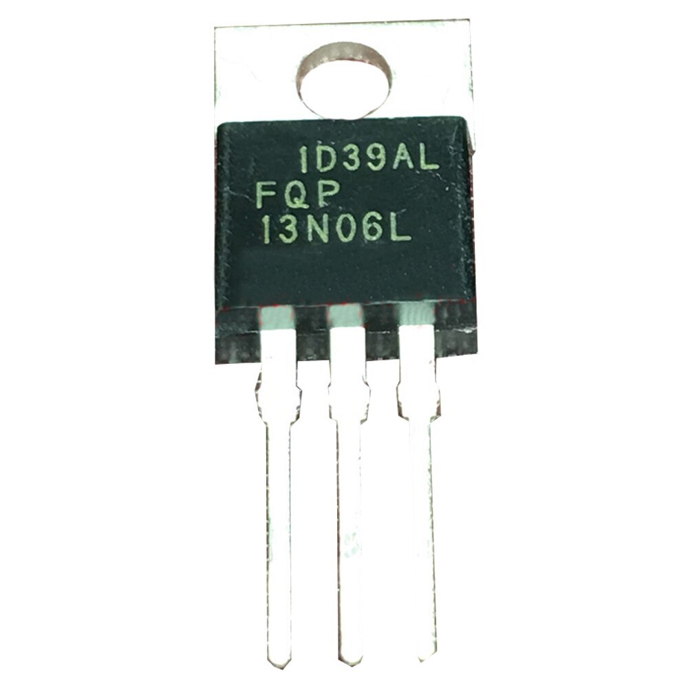 FQP13N06L N-Channel MOSFET with 60V drain-source voltage and 13.6A drain current. Housed in a TO-220-3 through-hole package.
