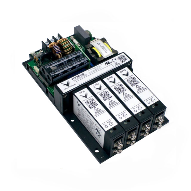 VCCM600M-DBCB-DK000 The Vox Power VCCM600M-DBCB-DK000 is an open frame AC/DC converter with 600W output power and four configurable outputs. It is designed for chassis mounting and suitable for medical applications.