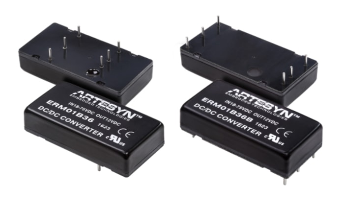 ERM04A110 The ERM04A110 from Artesyn Embedded Power is an isolated DC DC converter providing a 5V output at 4A (20W). It features 84% efficiency, remote on/off, and protection features in a 6-DIP through-hole package.