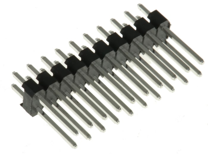 251-8294 This RS PRO 251-8294 is a straight, unshrouded pin header with 20 contacts and a 2.54mm pitch. It is designed for through-hole mounting.