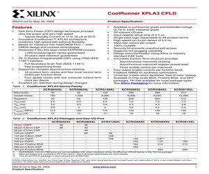 XCR3032XL-10VQ44I The Xilinx XCR3032XL-10VQ44I is a Complex Programmable Logic Device (CPLD) from the CoolRunner XPLA3 series. It offers 32 macrocells and operates within a voltage range of 2.7V to 3.6V.
