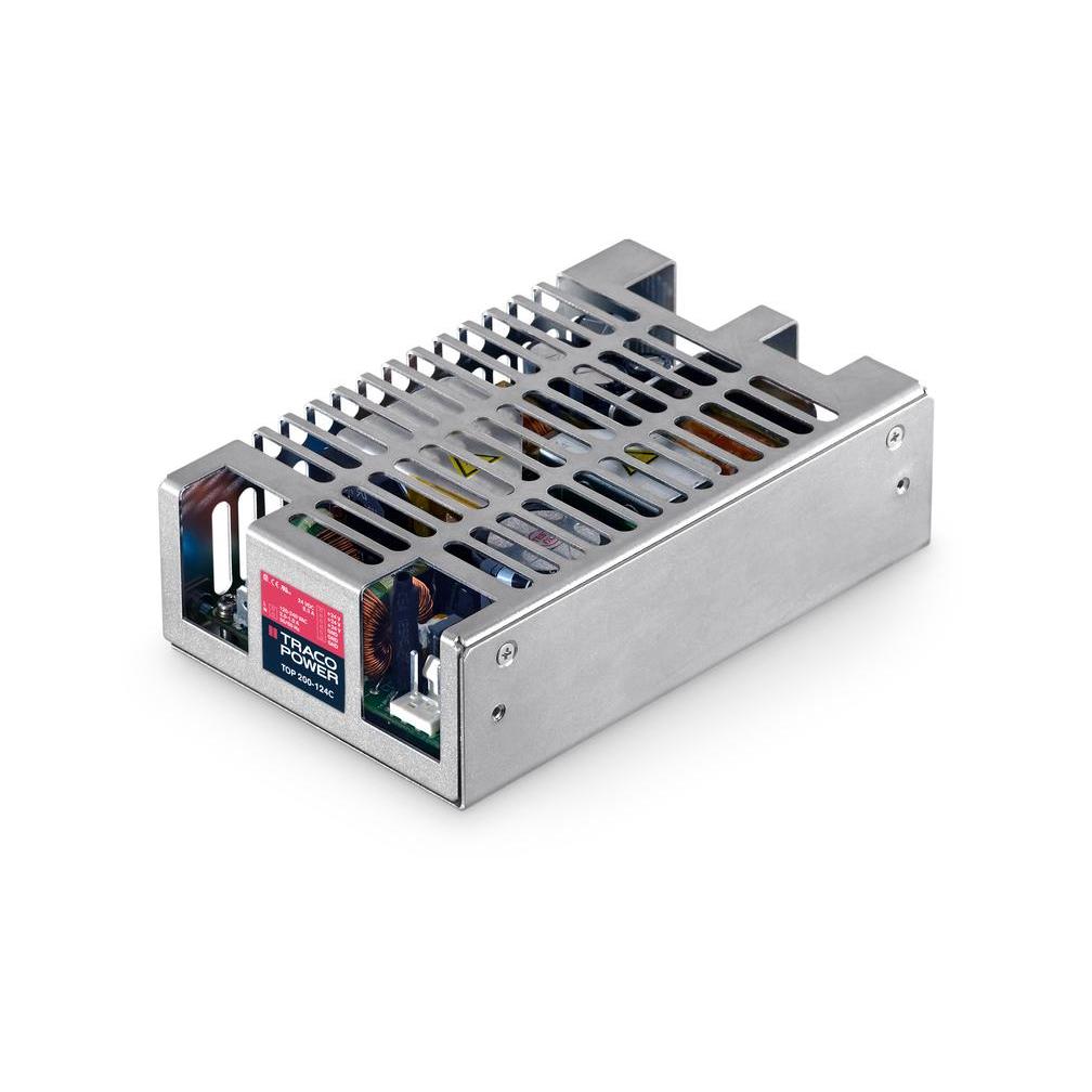 TOP 200-124C The Traco Power TOP 200-124C is an enclosed AC/DC converter with a 24V output and 199W power rating. It features universal input voltage and 93% efficiency.