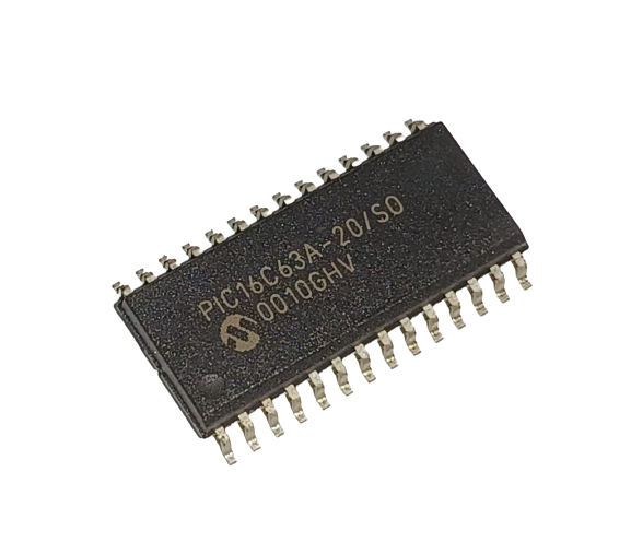 PIC16C63A-20/SO The Microchip PIC16C63A-20/SO is an 8-bit microcontroller featuring a RISC CPU and 7KB of OTP program memory. It operates at speeds up to 20MHz.