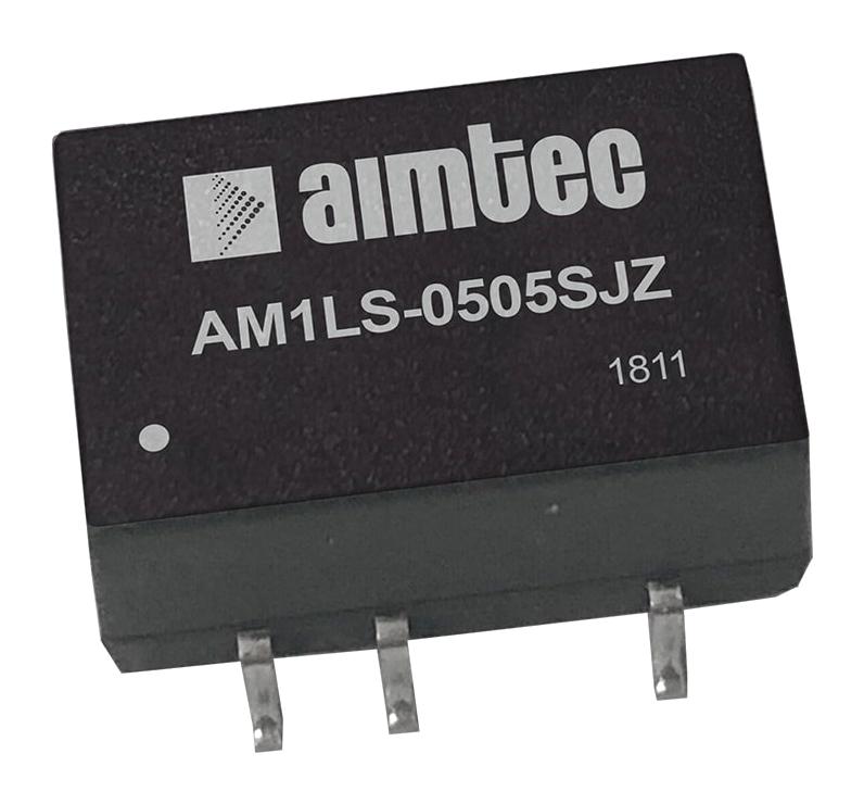AM1LS-0505SJZ Aimtec AM1LS-0505SJZ is a 1W isolated DC-DC converter with 4.5-5.5V input, 5V 200mA output, and 1500VDC isolation in an SMD package.