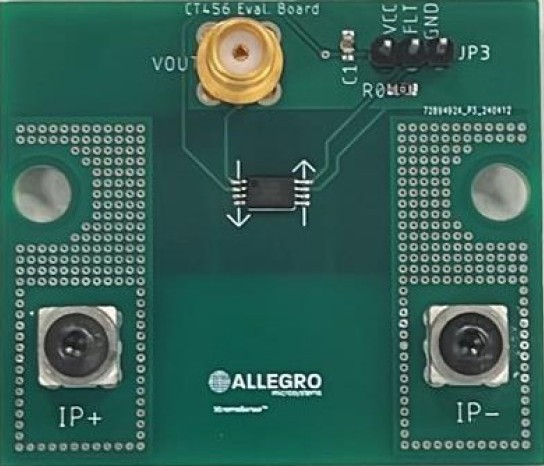 CTD456-BB-06B5 The Allegro CTD456-BB-06B5 evaluation board showcases the CT456 XtremeSense TMR current sensor for high-accuracy measurements. It supports a ±6 mT magnetic field range and provides a linear analog output.