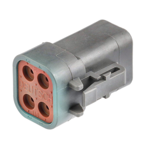 DTP06-4S-C015 TE Connectivity DTP06-4S-C015 is a 4-position rectangular connector housing with female socket contacts, crimp termination, and free hanging mounting. Rated IP68 and IP6K9K for harsh environments.