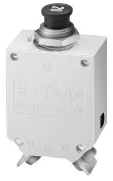 483-G111-J1M1-Z0S1ZN-35A The E-T-A 483-G111-J1M1-Z0S1ZN-35A is a single-pole, thermal circuit breaker designed for panel mounting. It offers a 35A current rating and supports 115V AC and 28V DC operation.