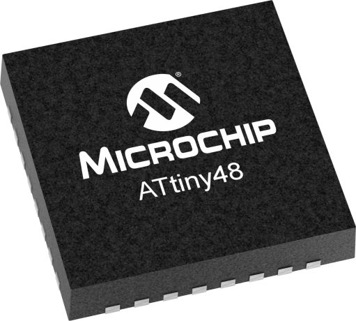 ATTINY48-MU The Microchip ATTINY48-MU is an 8-bit AVR microcontroller featuring 4KB of Flash memory and 256B of RAM. It operates at frequencies up to 12MHz and offers 28 I/O pins.