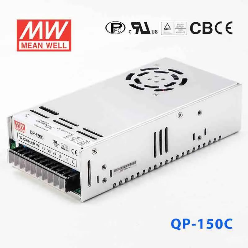 QP-150-3C The Mean Well USA QP-150-3C is a 152W AC/DC converter with a universal input voltage range of 90-264VAC. It features adjustable output and built-in PFC.