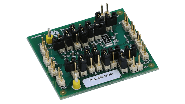 TPS22960 The Texas Instruments TPS22960 is a dual-channel load switch designed for low-voltage applications. It features a wide input voltage range and controlled turn-on characteristics.