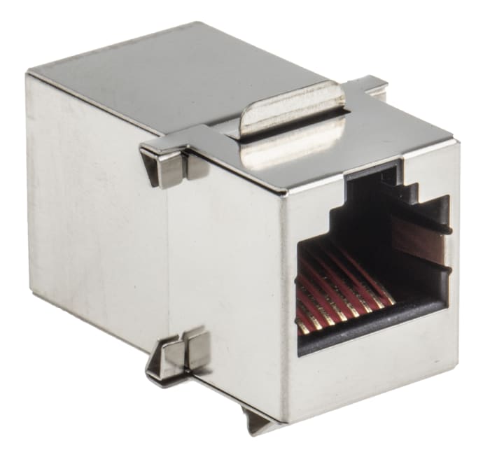 186-3111 The RS PRO GT Series 186-3111 is a 2-port RJ45 shielded modular coupler. It offers a shielded interface and a compact design with specific dimensions.