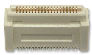 5179010-2 60 position, 2-row, 0.8mm pitch surface mount receptacle with outer shroud contacts. Gold contact finish, board guide feature, 13mm mated stacking height.