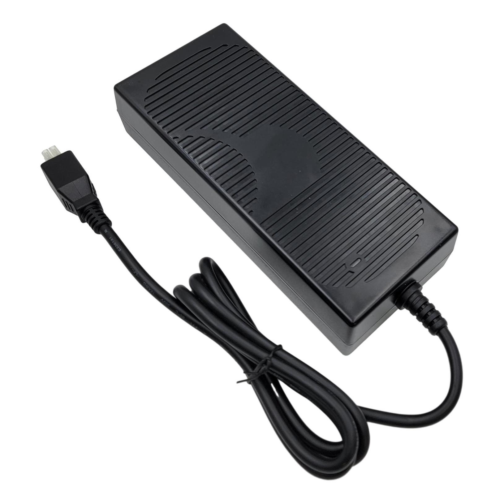 TR9CI7500MF6CIMR6B AC/DC desktop adapter from GlobTek providing 24V at 7.5A (180W) with Level VI and CoC Tier 2 efficiency. Features IEC 320-C14 input and a 6-position rectangular output connector.