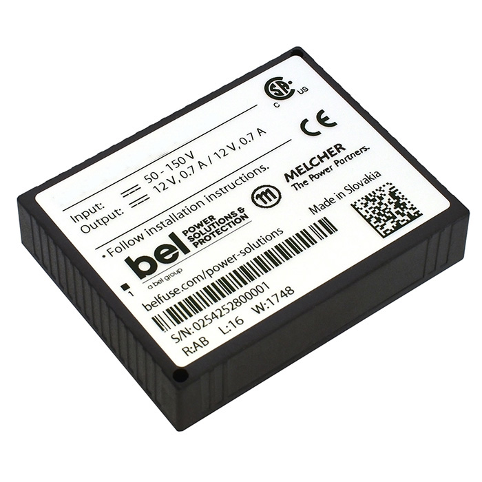 40IMX15-05-8RG-G The Bel Fuse 40IMX15-05-8RG-G is a DC-DC converter with 17.5W of power. It operates with an input voltage range of 16.8 to 75 VDC and provides an output of 5.1 VDC at 3.5 A.