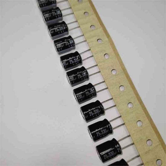 25YXF330MT810 The Rubycon 25YXF330MT810 is an electrolytic capacitor with a capacitance of 330µF and an operating voltage of 25V. It is rated for a temperature of 85°C.