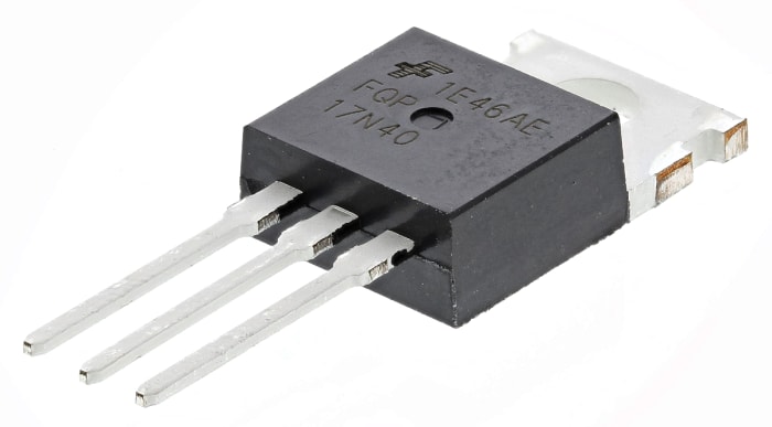FQP17N40 N-Channel power MOSFET rated at 400V drain-source voltage and 16A continuous drain current, with 270mOhm typical on-resistance.
