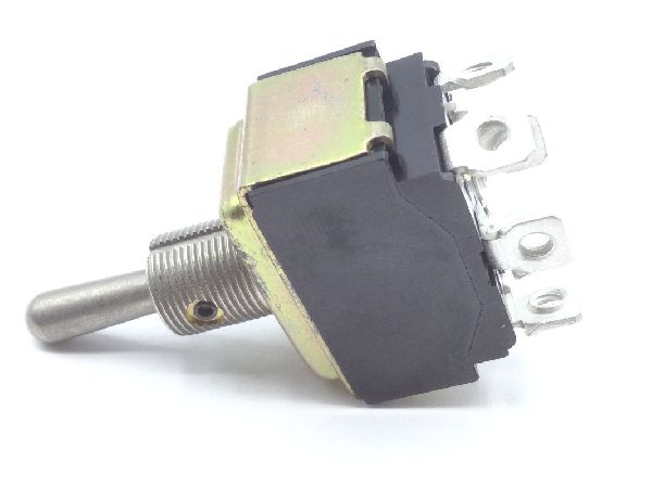 MS35059-31 The Military Spec MS35059-31 is a toggle switch featuring a 2-pole double-throw contact arrangement with maintained positions. It is rated for 20A DC and 10A AC at its maximum voltage.