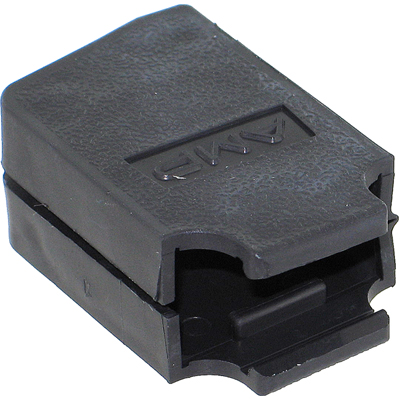 5205730-1 D-Sub hinged backshell for 15-position connectors. Features 45° and 180° cable exit, black polypropylene housing, unshielded, with assembly hardware and strain relief for round cables.