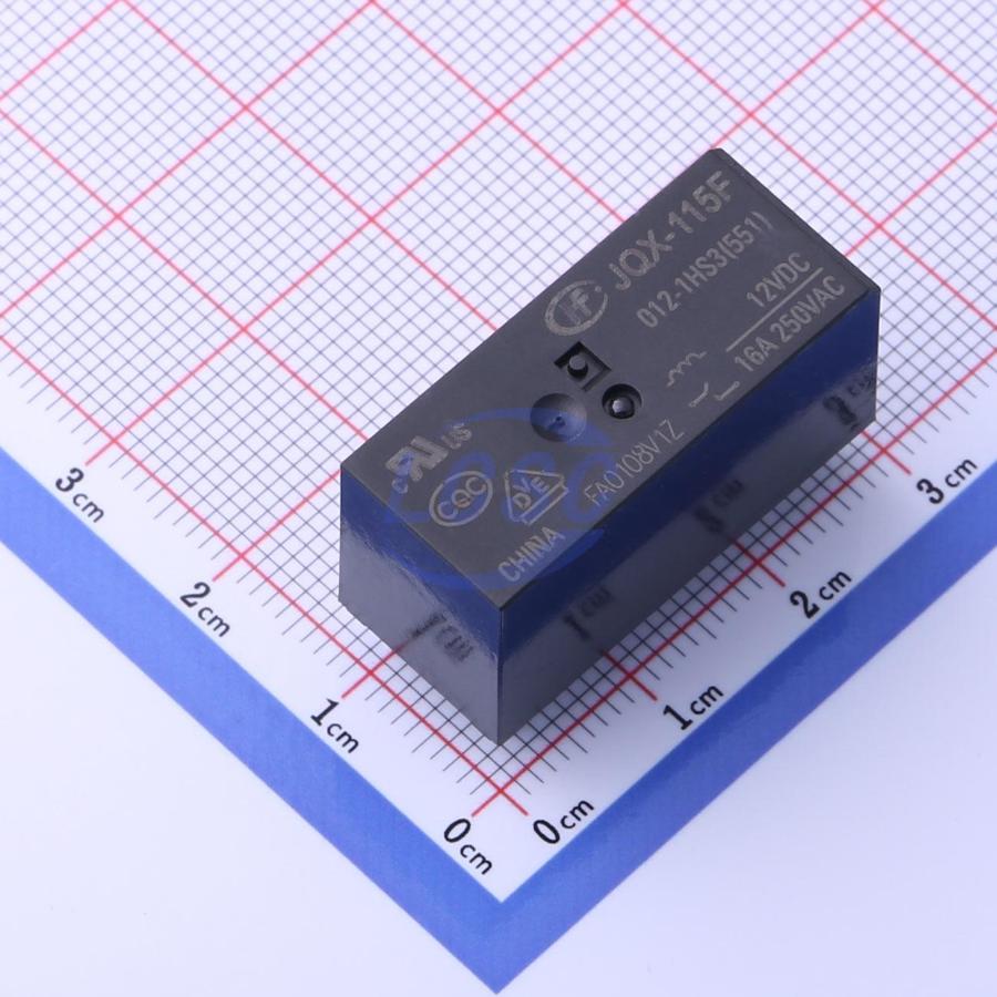 JQX-115F-012-1HS3 The Hongfa JQX-115F-012-1HS3 is a power relay rated for over 2 Amps. It features RoHS3 compliance and MSL 1 rating.