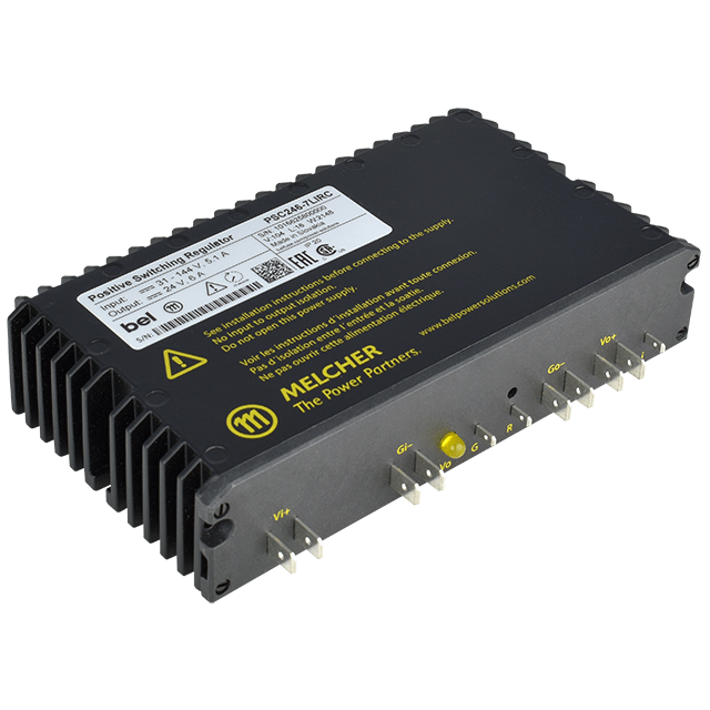 PSC246-9LIR The Bel Power Solutions PSC246-9LIR is a 144W DC-DC converter with a 24VDC output and a wide input voltage range of 31-144VDC. It features chassis mounting and operates from -40°C to 71°C.