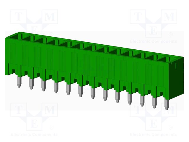 OQ1312500000G Terminal block header with 13 positions, 3.5mm pitch, vertical orientation, through-hole mounting. Rated 10A and 300V.