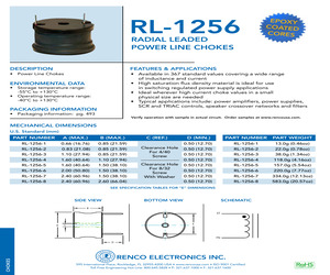 RL-1256-4-100 The RENCO ELECTRONICS RL-1256-4-100 is a general purpose power inductor. It offers an inductance of 100 µH with a tolerance of 10%.