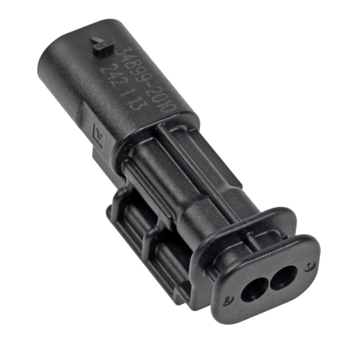 34899-2020 The Molex 34899-2020 is a 2-contact male automotive connector designed for harsh environments. It features a 13A current rating and IP67 protection.