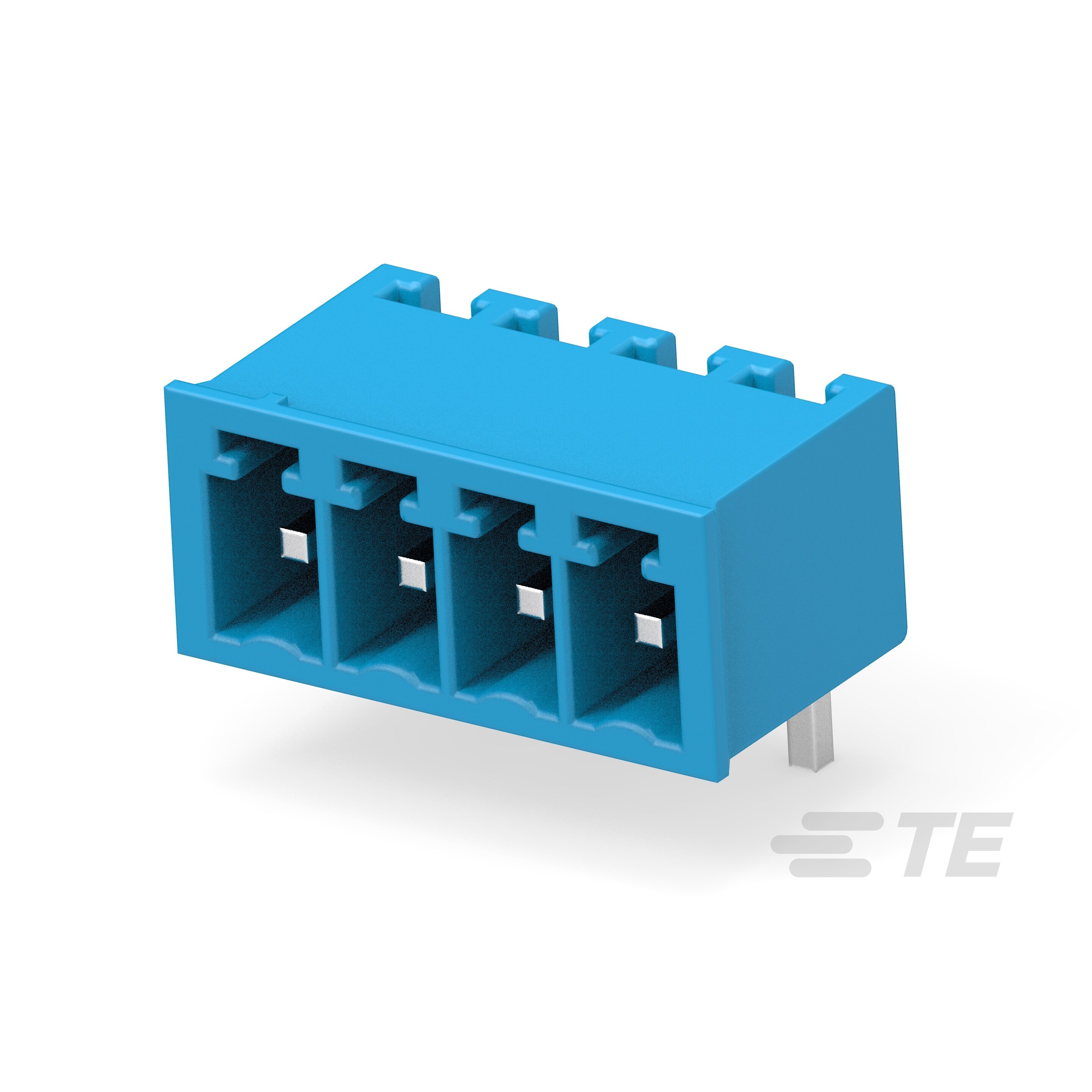 796695-5 5 position, single level, 3.5mm pitch right angle shrouded header with tin plated contacts. Through hole solder termination. Rated 300V and 11A.