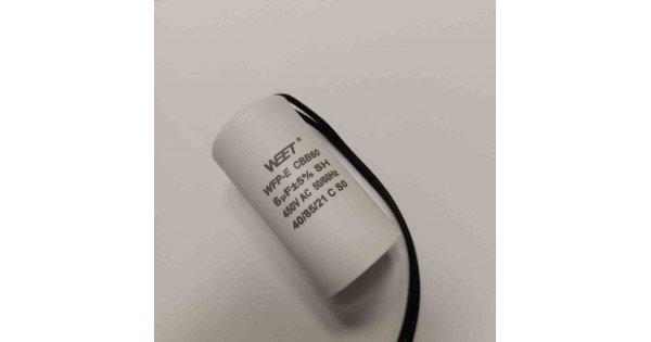 CBB60 6MF 450V AC MOTOR KOND. This is a CBB60 AC motor capacitor from WeEn Semiconductors with a capacitance of 6µF and a voltage rating of 450V. It is RoHS3 Compliant.