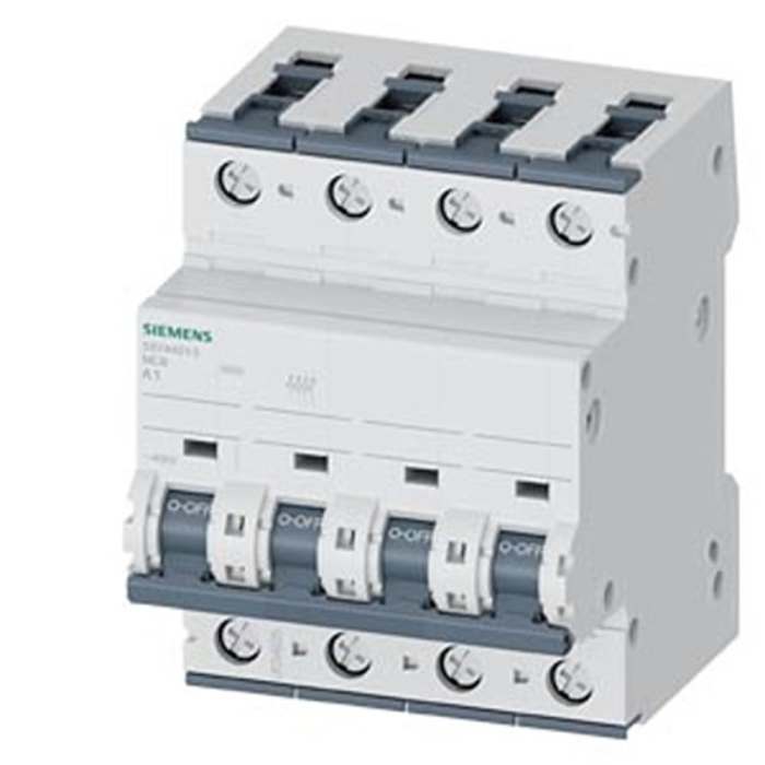 5SY4401-5 The Siemens SENTRON 5SY4 is a 4-pole miniature circuit breaker with a 1A current rating and 400V AC voltage rating. It features a 10kA breaking capacity and DIN rail mounting.