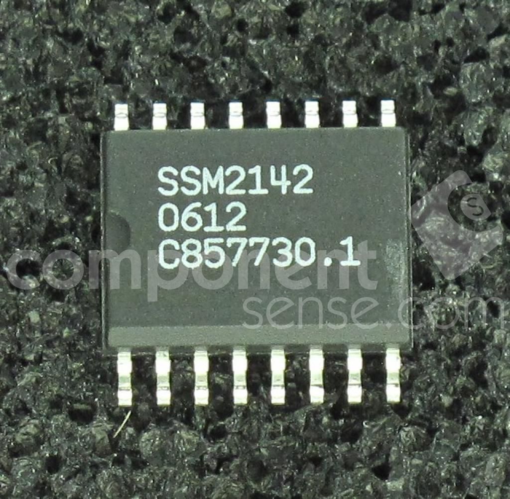 SSM2142S The Analog Devices SSM2142S is a dual supply op-amp designed for audio applications. It features a SOIC W package and operates over a wide temperature range.