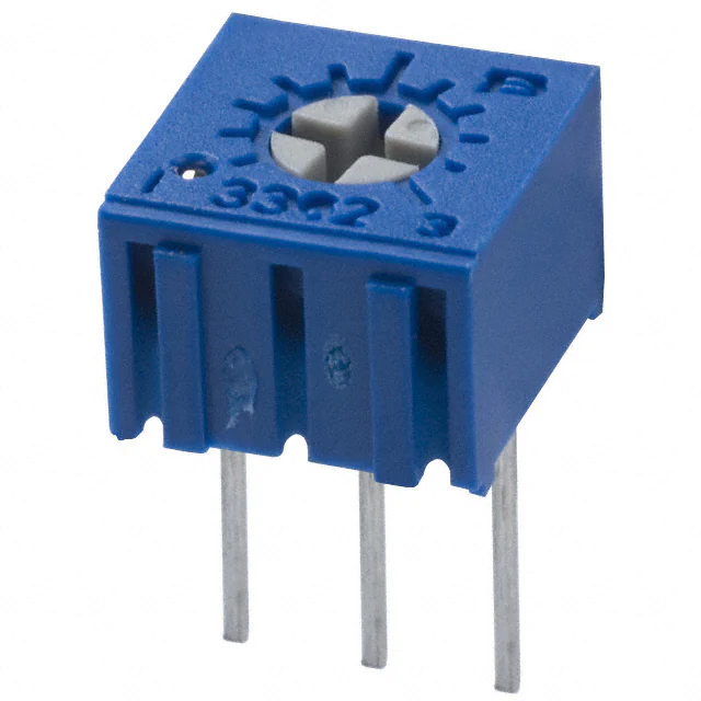 3362U-1-102LF The Bourns 3362U-1-102LF is a 1 kΩ trimmer potentiometer with a 0.5W power rating and ±10% tolerance. It features a Cermet resistive element and top adjustment.