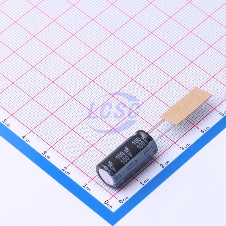 EEU-FR2A101B The Panasonic Electronic Components EEU-FR2A101B is an aluminum electrolytic capacitor with a capacitance of 100 µF and a rated voltage of 100 V. It features a tolerance of ±20% and is designed for through-hole mounting.