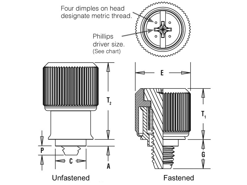 PF11MF-632-1 The PEM PF11MF-632-1 is a large knob, spring-loaded nut designed for various applications. It features a #6-32 external thread and is constructed with aluminum components.