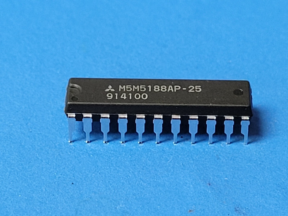 M5M5188AP-25 The Mitsubishi Electronic M5M5188AP-25 is a Standard SRAM with a 16K x 4 organization and a 25ns maximum access time. It operates with CMOS technology and comes in a PDIP-22 package.