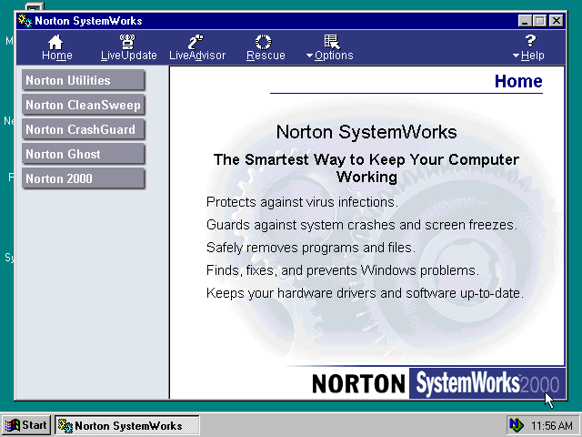 systemworks 2000 Norton SystemWorks 2000 is a utility software suite by Symantec Corp. for Windows, integrating Norton Utilities, Norton CrashGuard, and Norton AntiVirus.