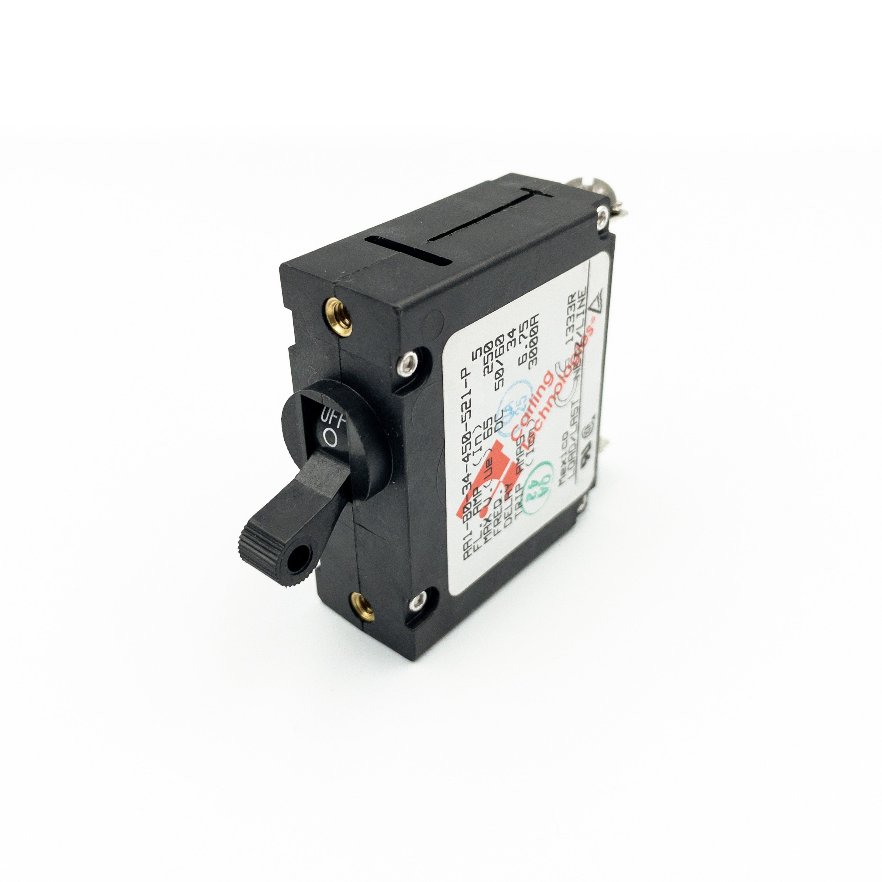 AA1-B0-34-630-521-P The Littelfuse Inc. AA1-B0-34-630-521-P is a 1-pole circuit breaker with a 30A current rating and 250V voltage rating. It features a panel mount design and magnetic hydraulic delay.