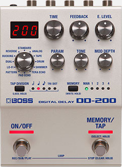 DD-200 The MEPCO DD-200 is a 32-bit digital delay pedal with 96 kHz sampling, offering 12 versatile delay modes and up to 60 seconds of looper recording time.