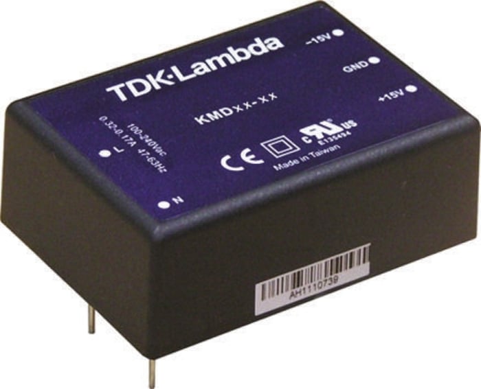 KMD40-1212 The TDK Corporation KMD40-1212 is a 40W AC/DC converter with +/-12V output and 1.66A current. It features an enclosed type package and through-hole mounting.