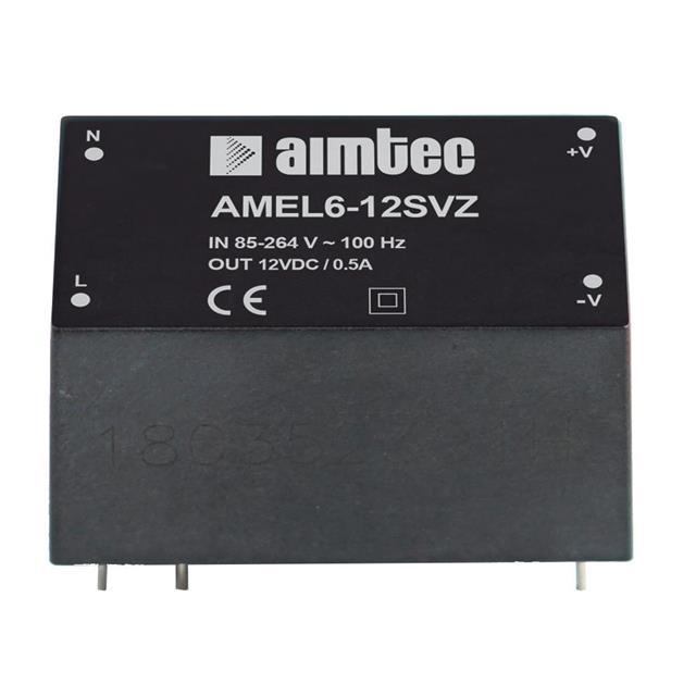 AMEL6-3.3SVZ-ST The Aimtec AMEL6-3.3SVZ-ST is an enclosed AC DC converter with a 3.3V output voltage and 4.1W power rating. It features universal input voltage and chassis mount.