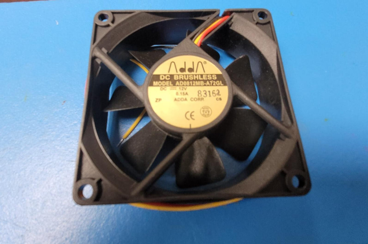 AD0812MB-A72GL The AD0812MB-A72GL is a DC brushless cooling fan from ADDA, measuring 80x80x25mm. It operates at 12VDC and draws 0.15A.