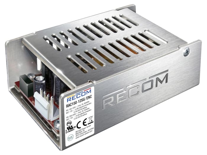 RAC150-48SG/ENC The Recom RAC150-48SG/ENC is a 150W AC DC converter with a 48V output. It offers 91% efficiency and a universal input range.