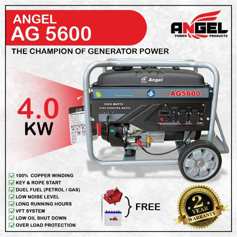 AG5600 The Silver Fox Limited AG5600 is a portable generator offering 4.1kW of power. It features a 220V rated voltage and a 50Hz frequency.