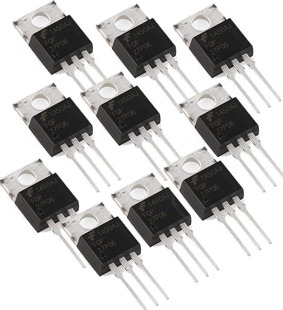 FQP27P06 FQP27P06 is a P-Channel enhancement mode power MOSFET from On Semiconductor. It features -60V drain-source voltage, -27A continuous drain current, and 70mOhm on-resistance in a TO-220-3 package.