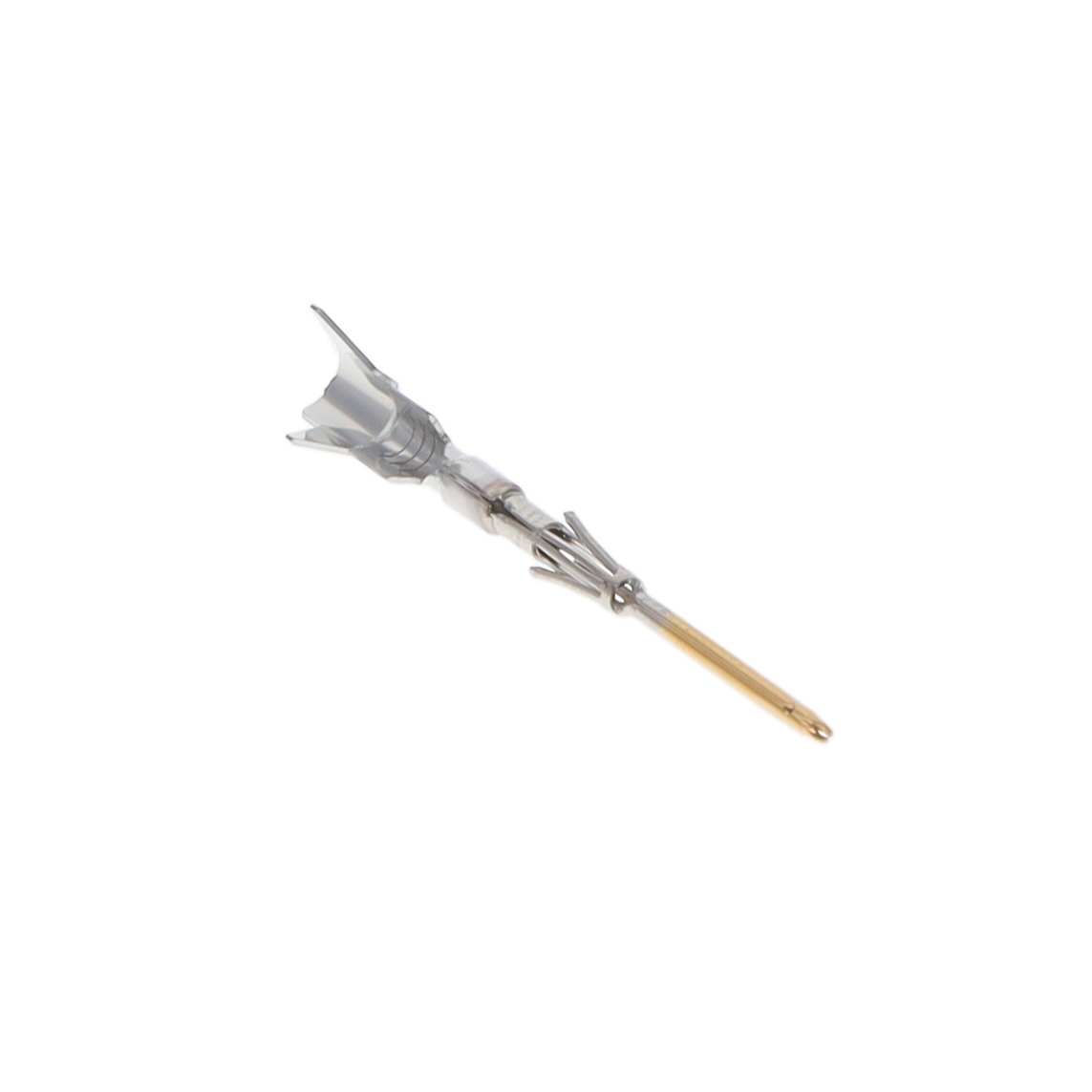 KN01P03KKP2 JAE Electronics KN01P03KKP2 is a stamped pin contact for 18-22 AWG wire with crimp termination and gold finish.