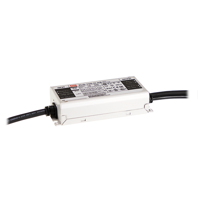 XLG-100-H-AB The Mean Well XLG-100-H-AB is an IP67-rated constant current LED driver providing 27-56V output at 2.1A. It features 0-10V and PWM dimming capabilities within a rugged, potted metal housing.