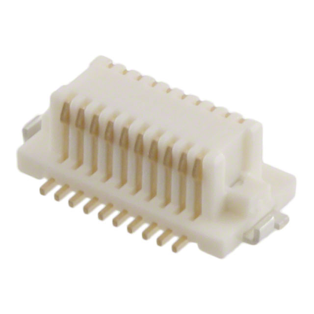 DF16B-20DS-0.5V(86) Hirose DF16B-20DS-0.5V(86) is a 20-position, 0.5mm pitch surface mount receptacle with outer shroud contacts, gold finish, and solder retention feature.