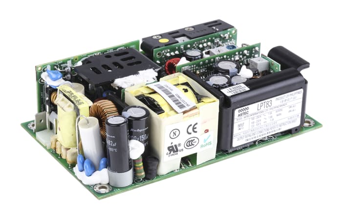LPT83 The Artesyn Embedded Technologies LPT83 is a 60W AC/DC converter featuring a 5V/±15V triple output and an open frame package. It offers 75% efficiency and a wide input voltage range.