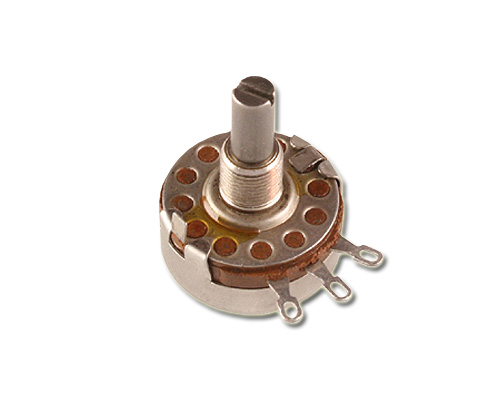 RV4NAYSD353A The Ohmite RV4NAYSD353A is a linear taper potentiometer with a resistance of 35 kOhm and a power rating of 2W. It features solder lug terminals for easy connection.