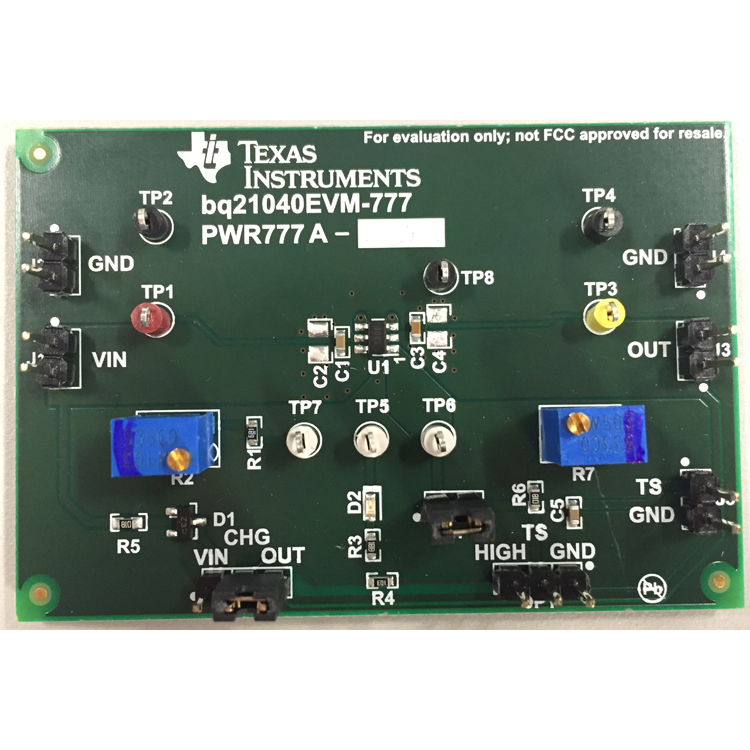 BQ21040 The Texas Instruments BQ21040 is a highly integrated linear battery charger for Li-Ion and Li-Polymer cells. It supports a charge current of up to 0.8A.